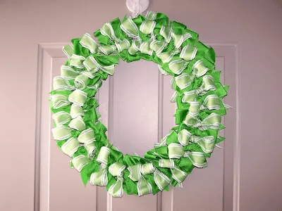 green ribbon wreath