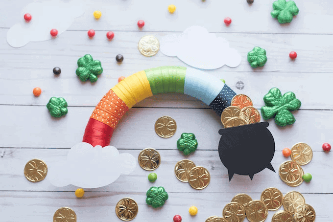 diy rainbow wreath