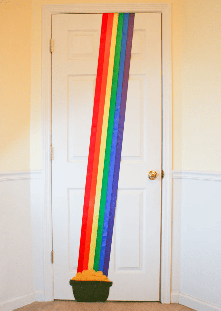 diy rainbow door for st Patrick's 