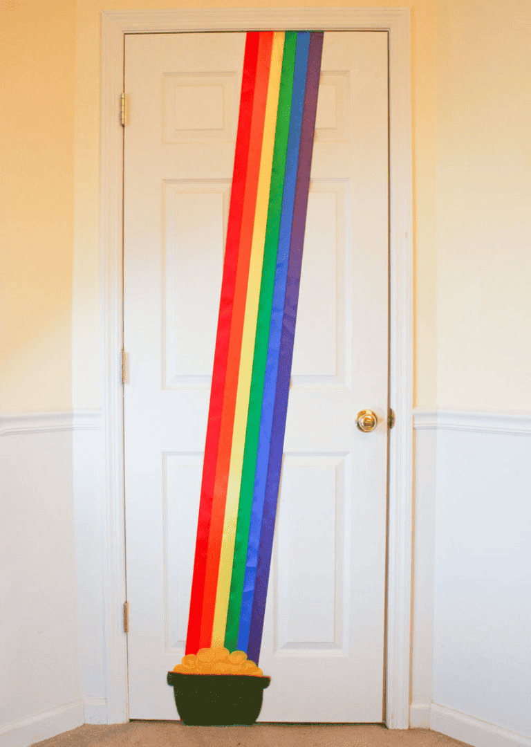 diy rainbow door for st Patrick's 