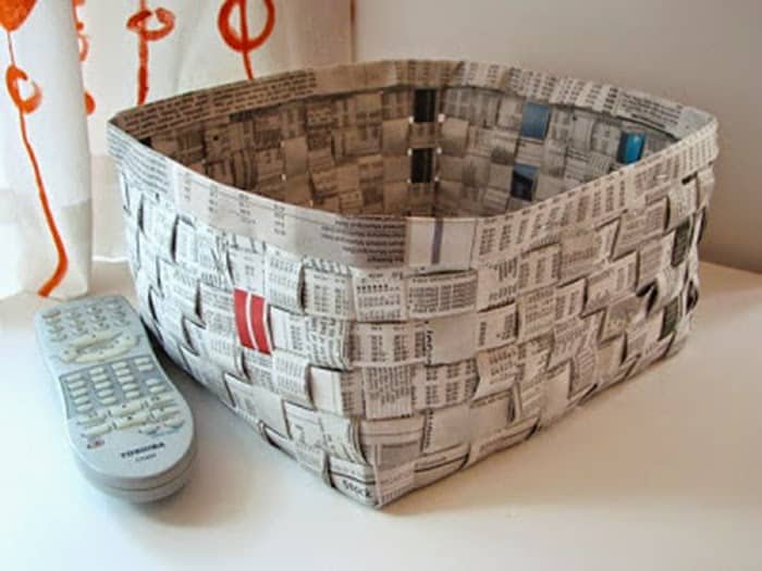 newspaper weaved basket
