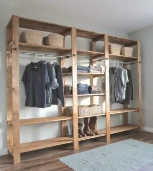 large clothes rack with shelves DIY