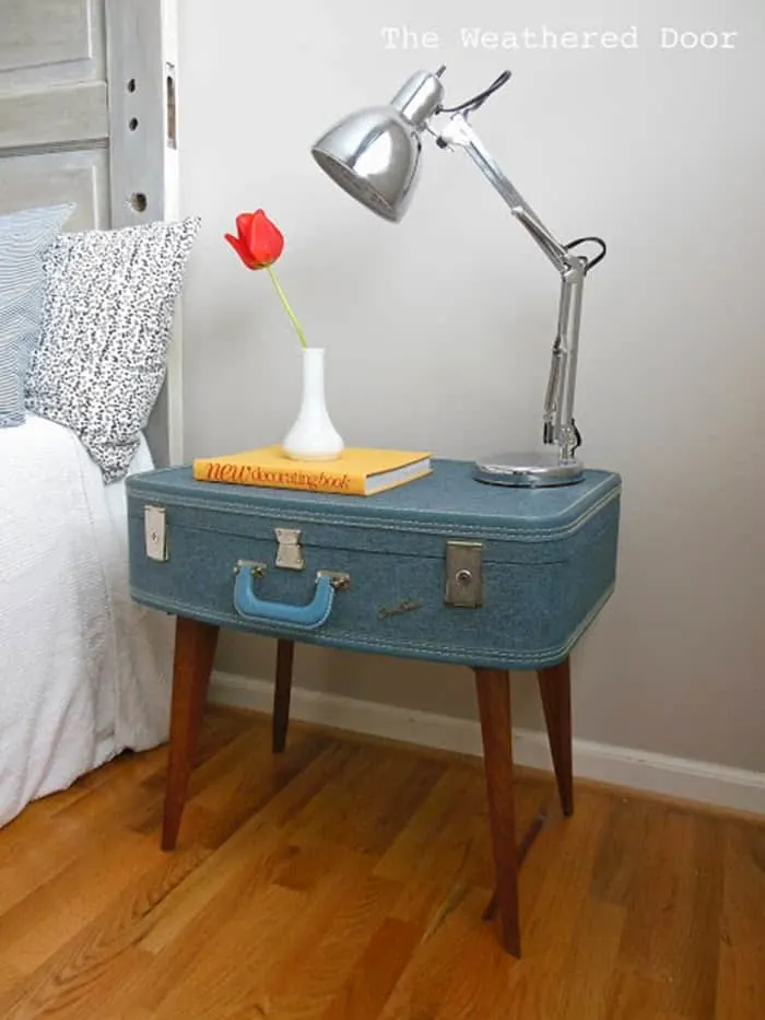 diy vintage suitcase bedside nightstand