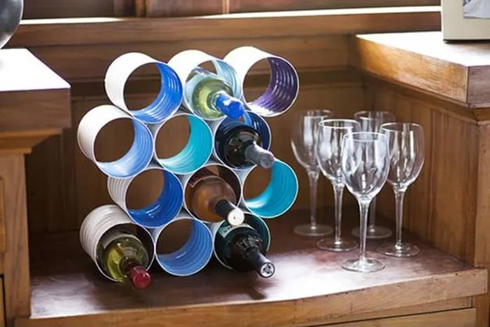upcycled tin can wine storage