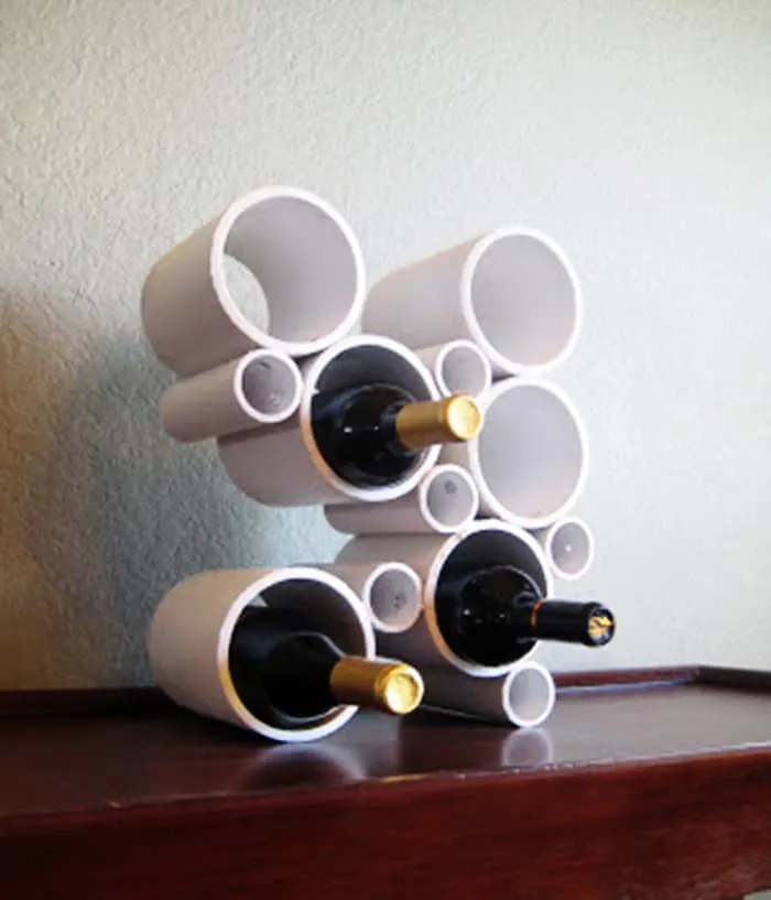 diy pvc pipe bottle rack