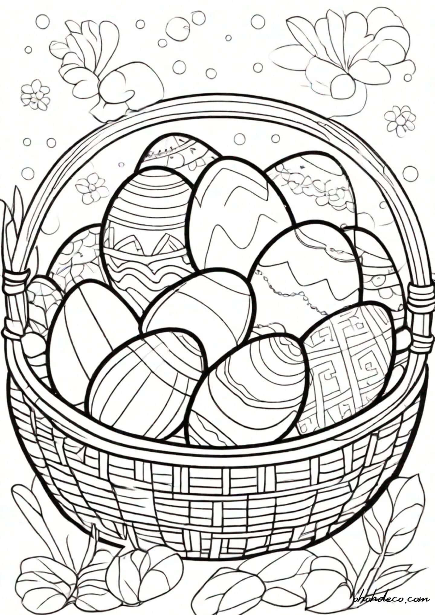 easter eggs basket coloring page