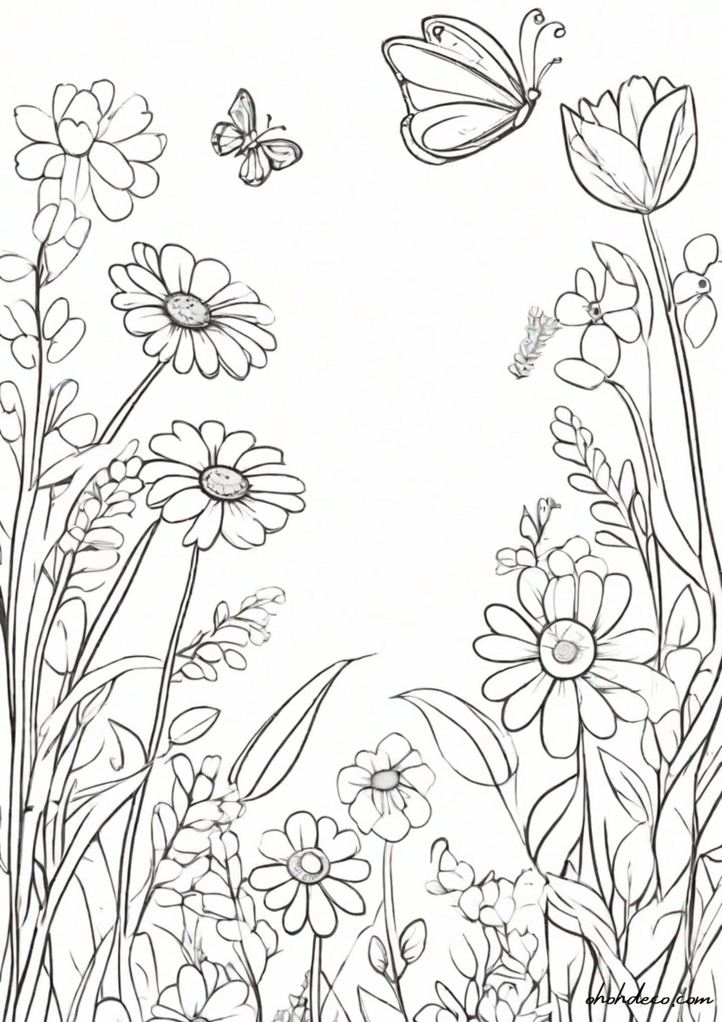 spring flowers coloring page