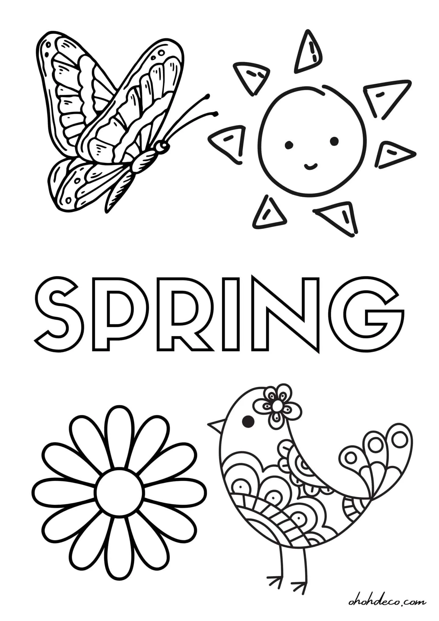 spring kid coloring page