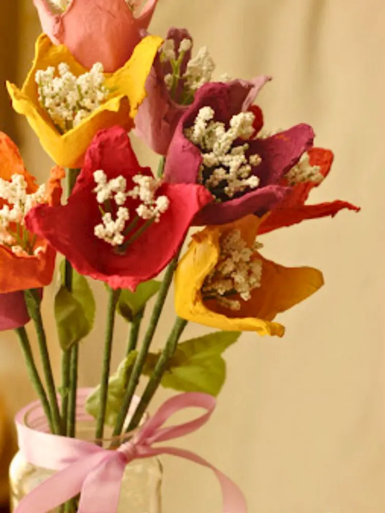 egg carton flowers