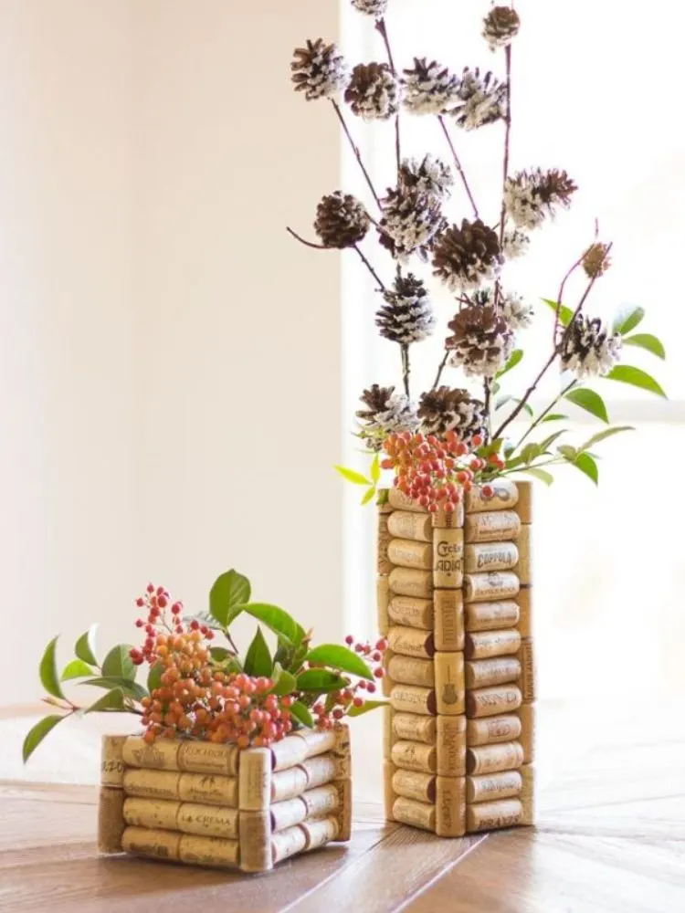 wine cork vase and planter ideas