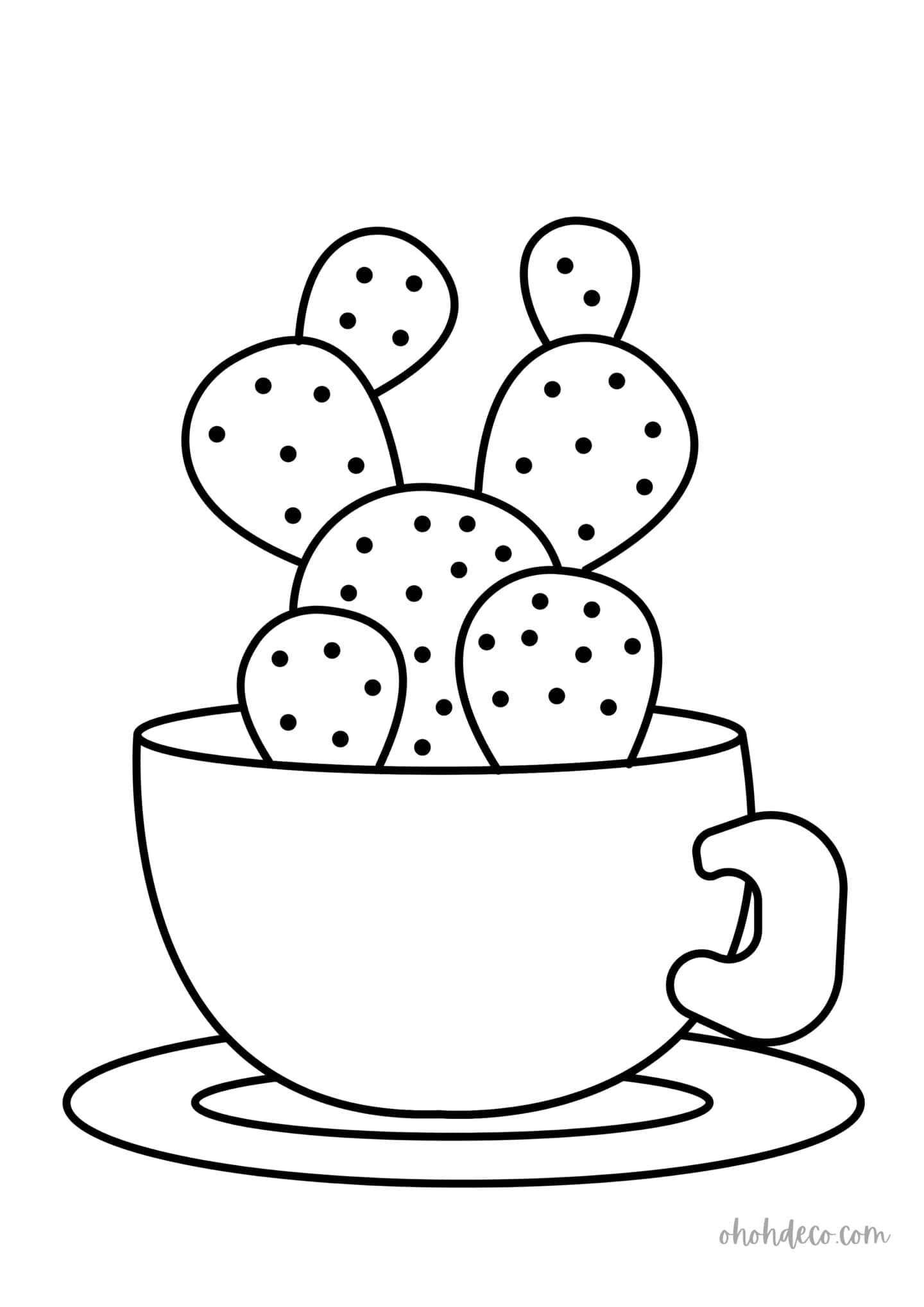 cup coffee cactus coloring page