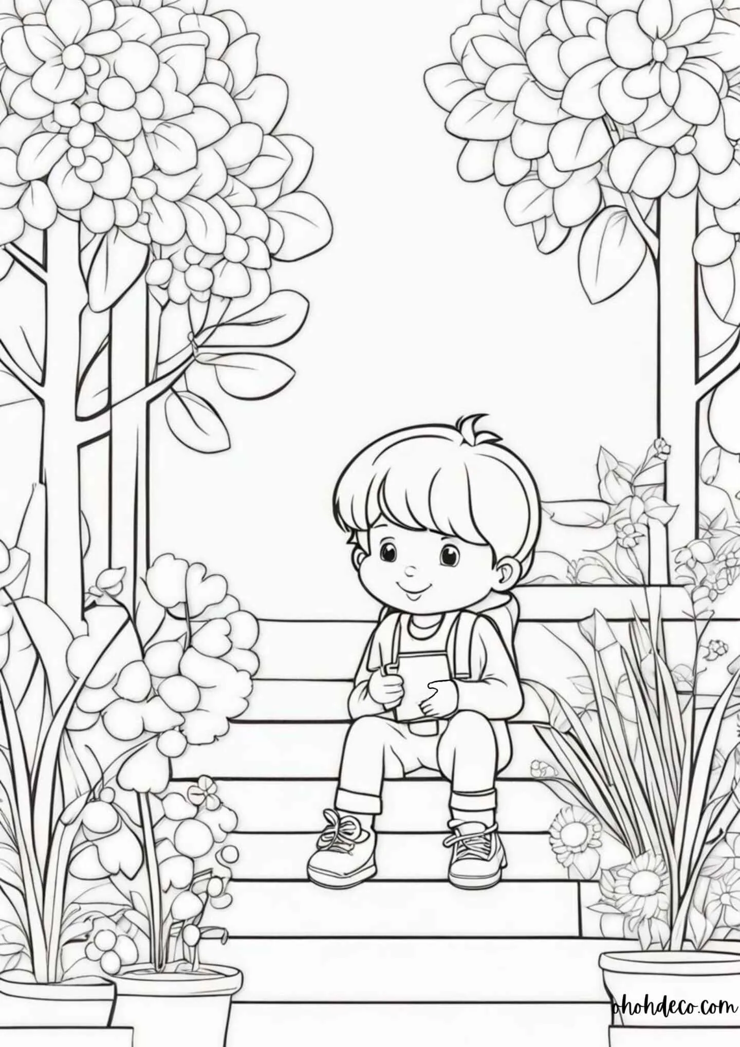 coloring page kid garden