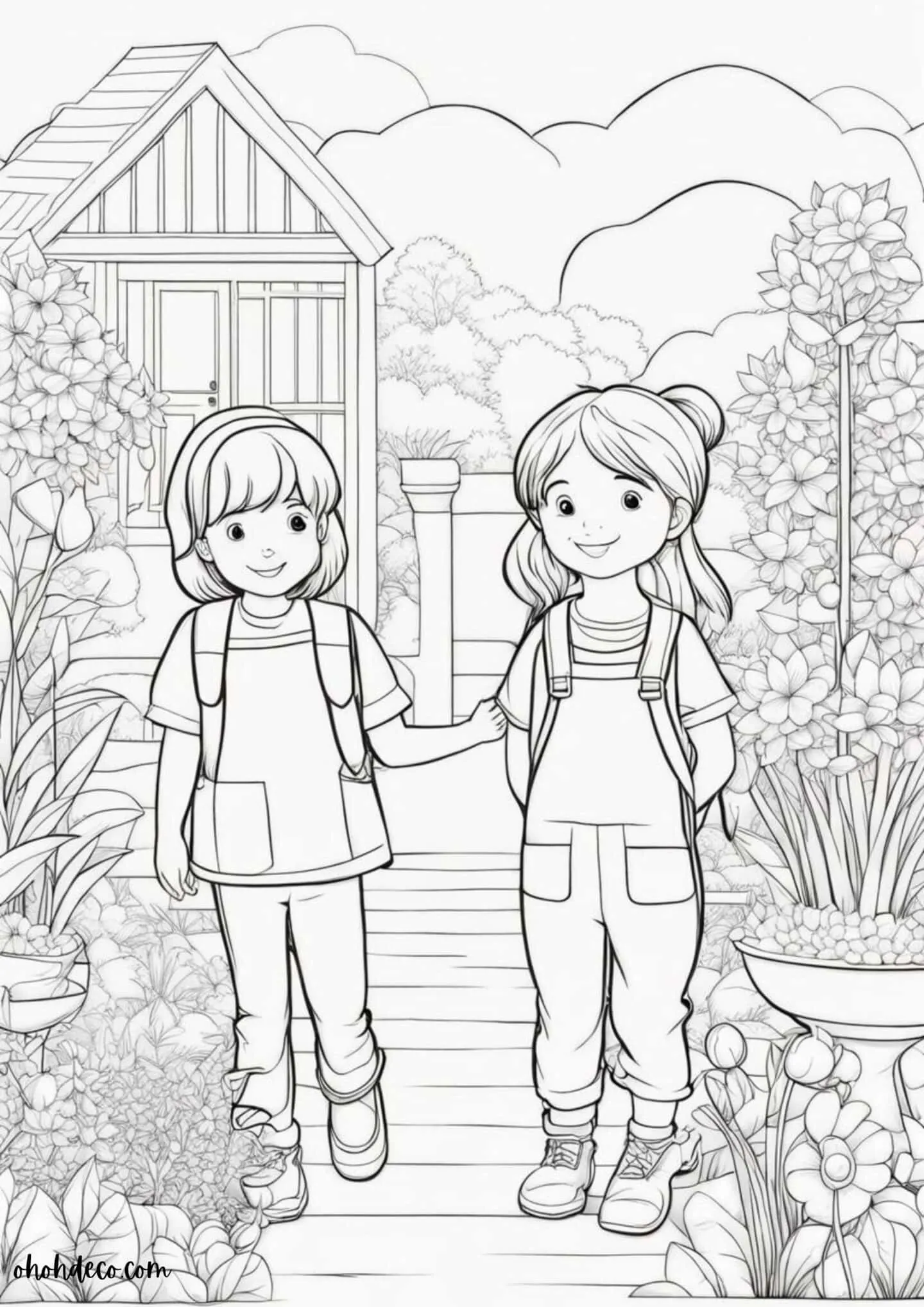2 girls coloring page