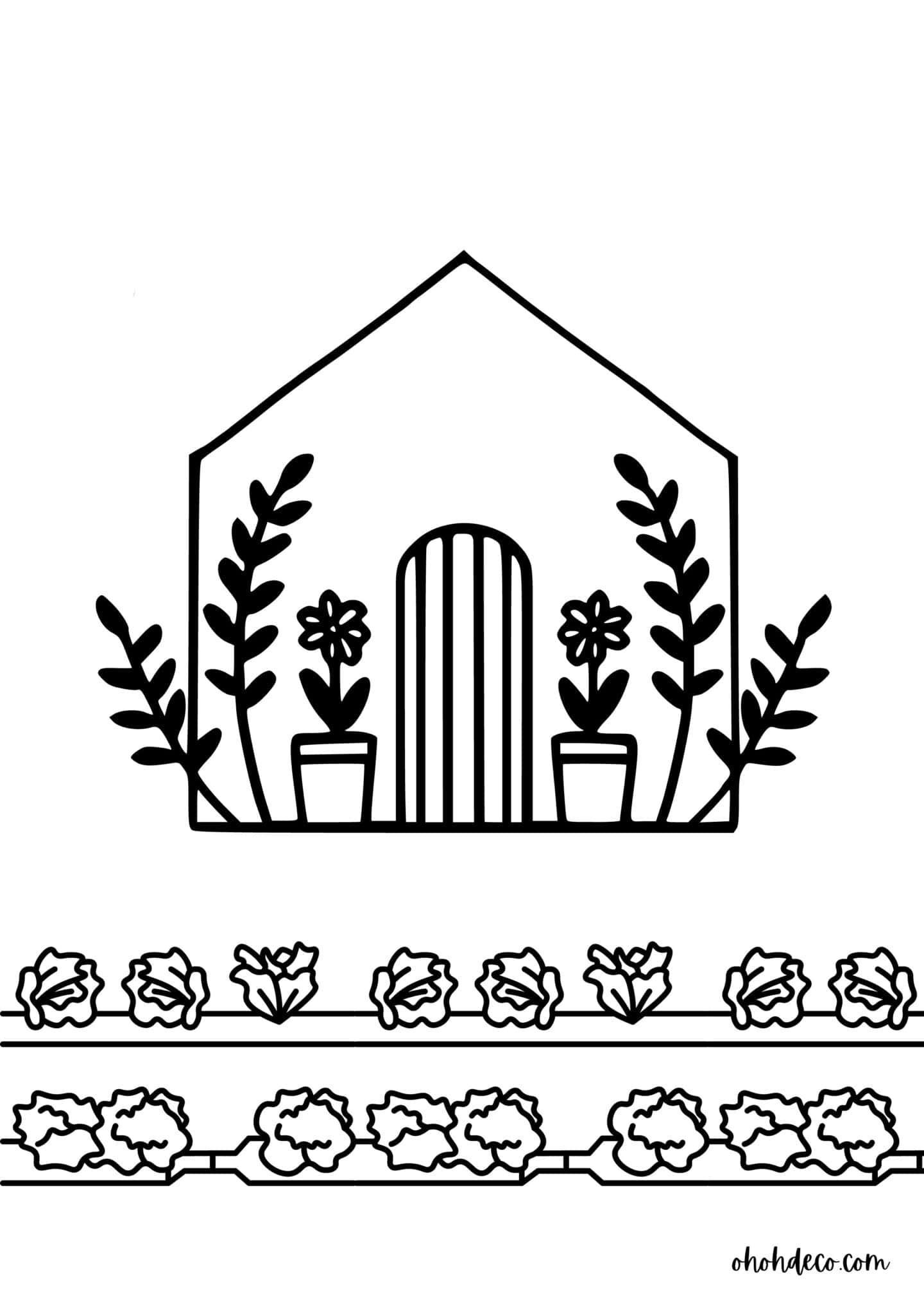 coloring page garden house