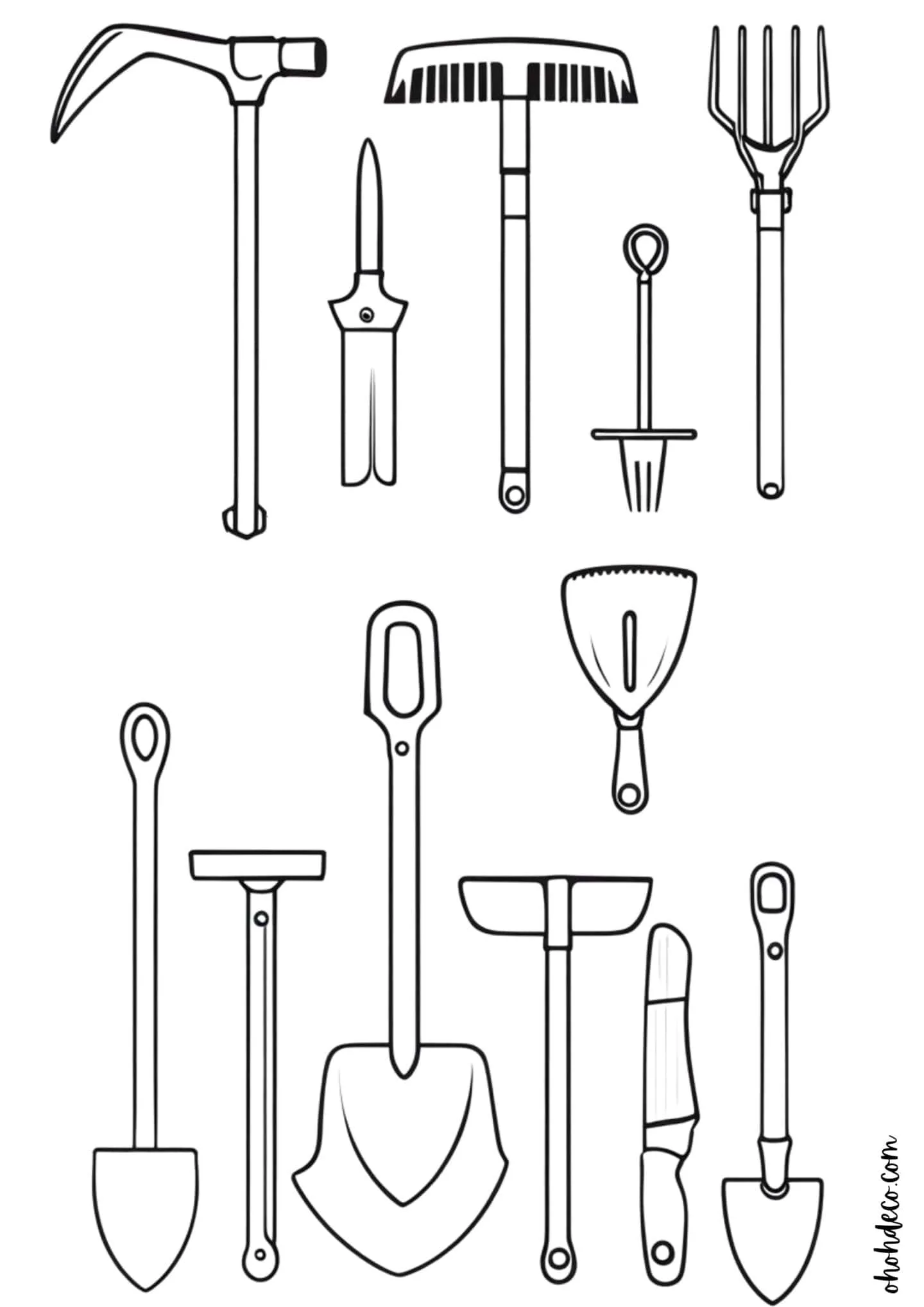 coloring page garden tools