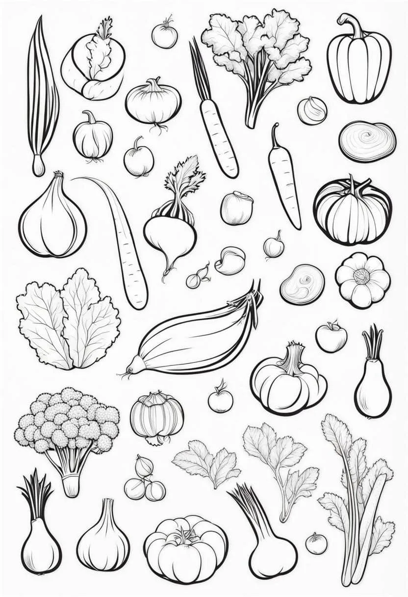 coloring page vegetables