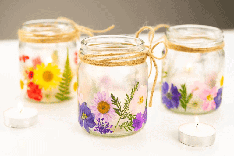 diy dried flower votive