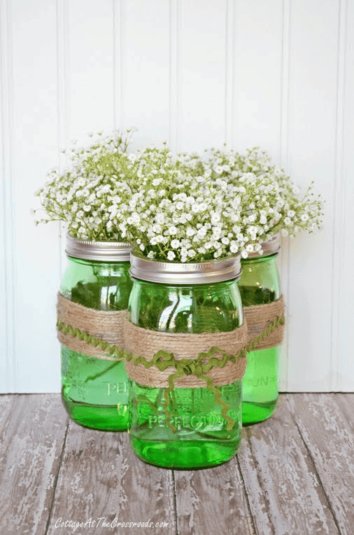 diy green jar centerpieces