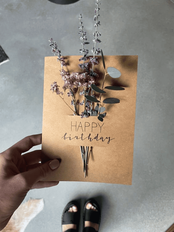 Dried flower birthday card 