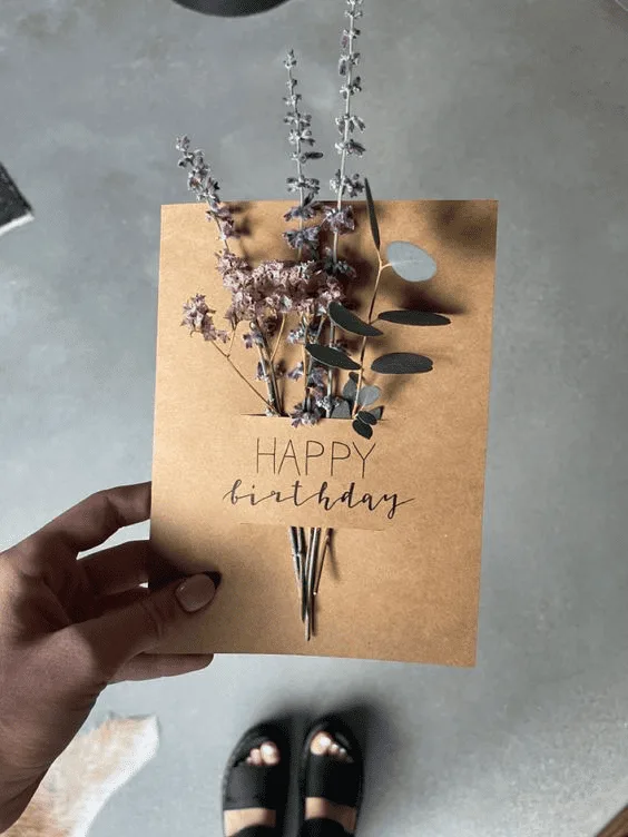 Dried flower birthday card