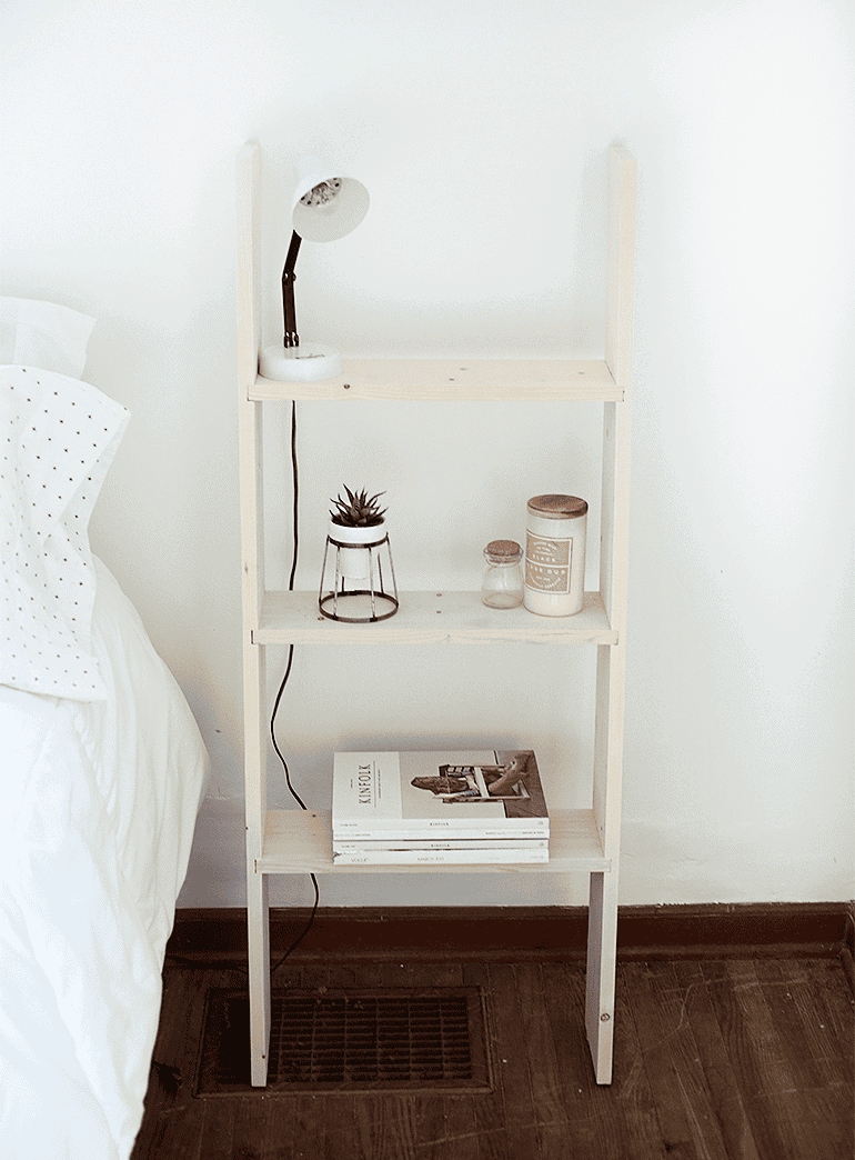 diy ladder bedside storage