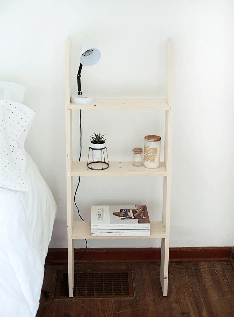 diy ladder bedside storage