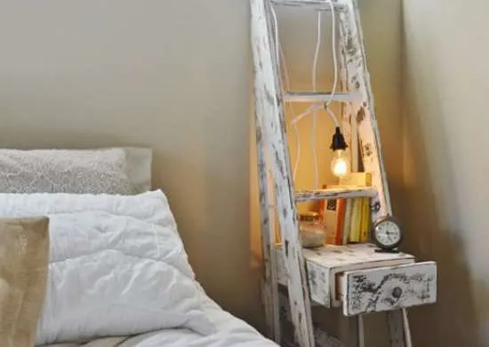 old ladder into bedside nightstand