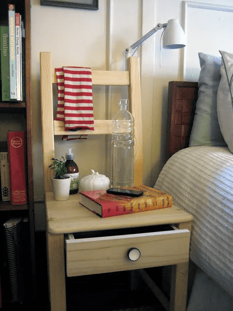 ikea chair hack as nightstand