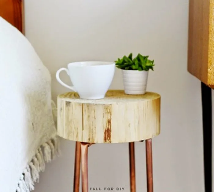 wood stump side table diy