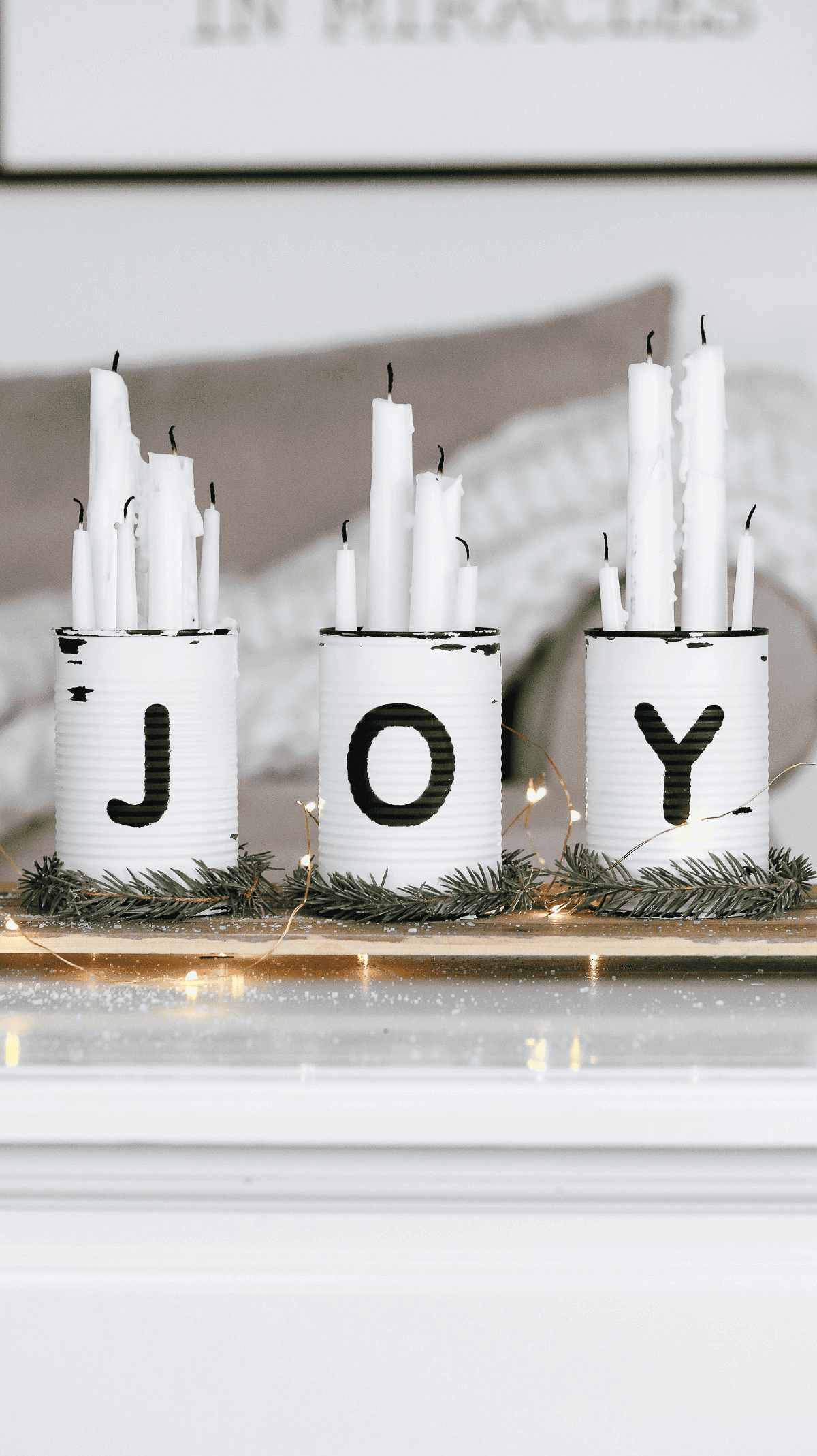 christmas centerpiece with tin can