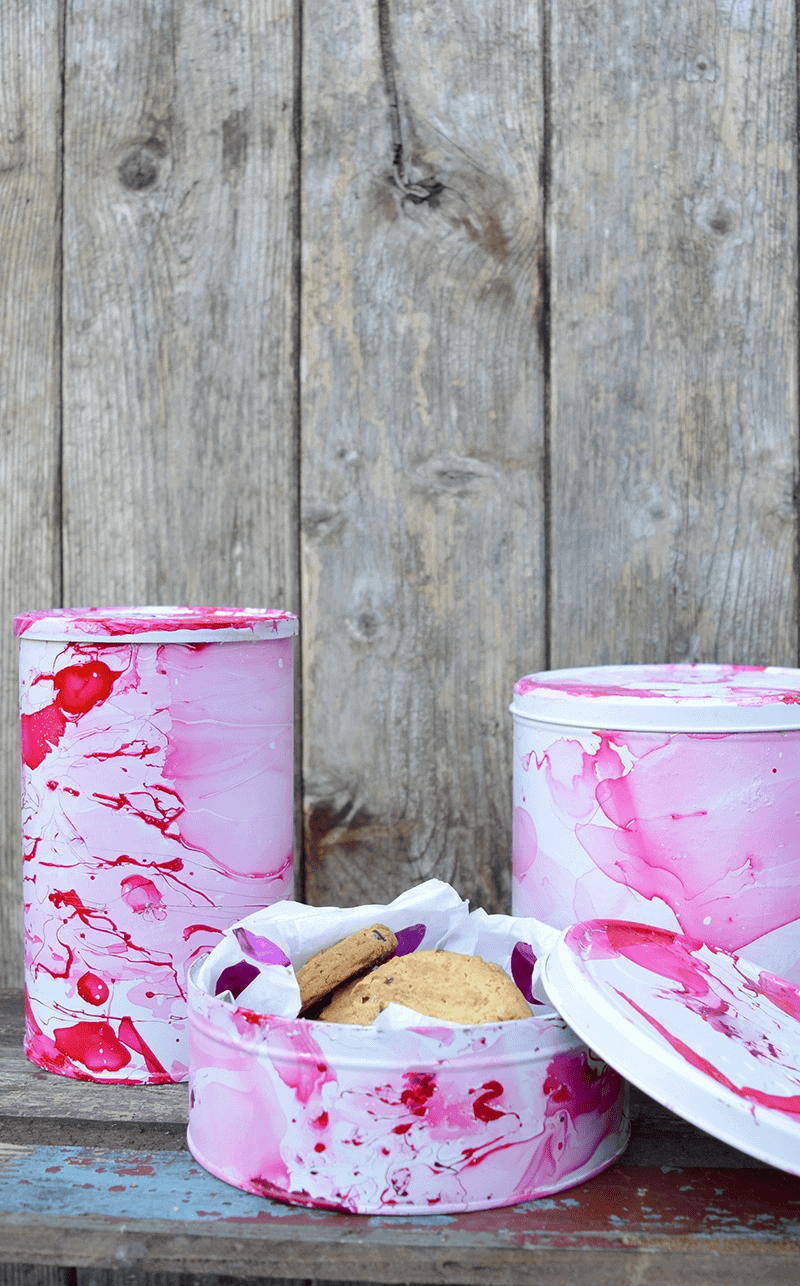 marbled tin can diy