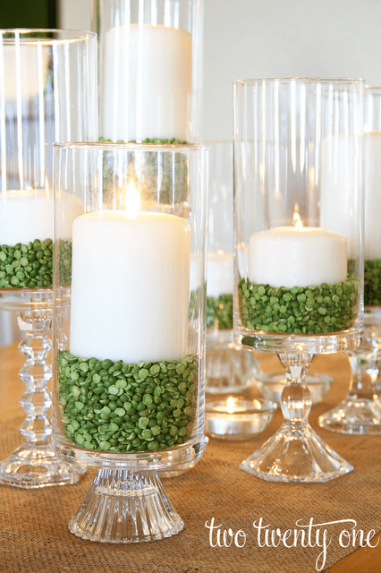 peas and candle centerpieces