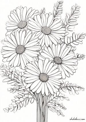 daisy bouquet coloring page