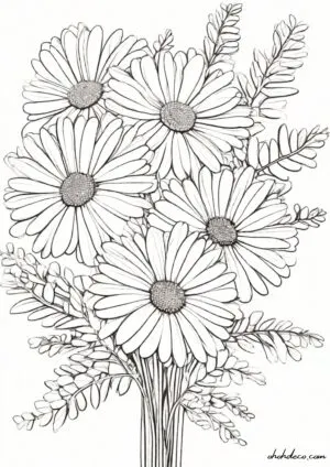 daisy bouquet coloring page