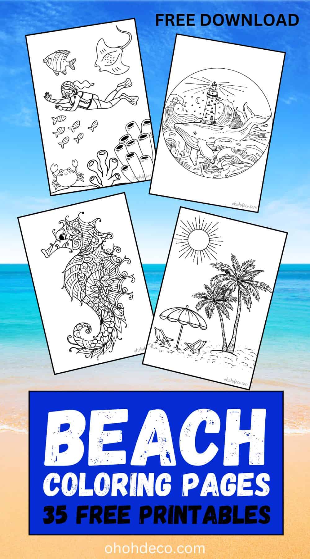 free printable beach coloring pages