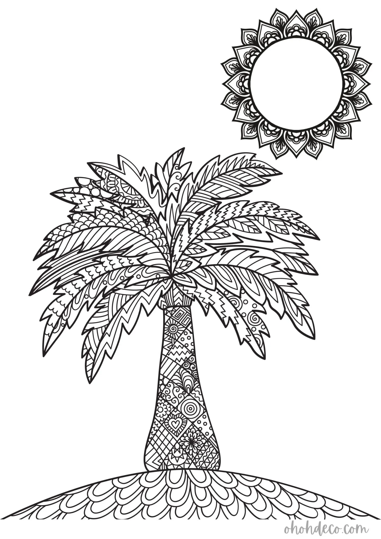 palm tree coloring page