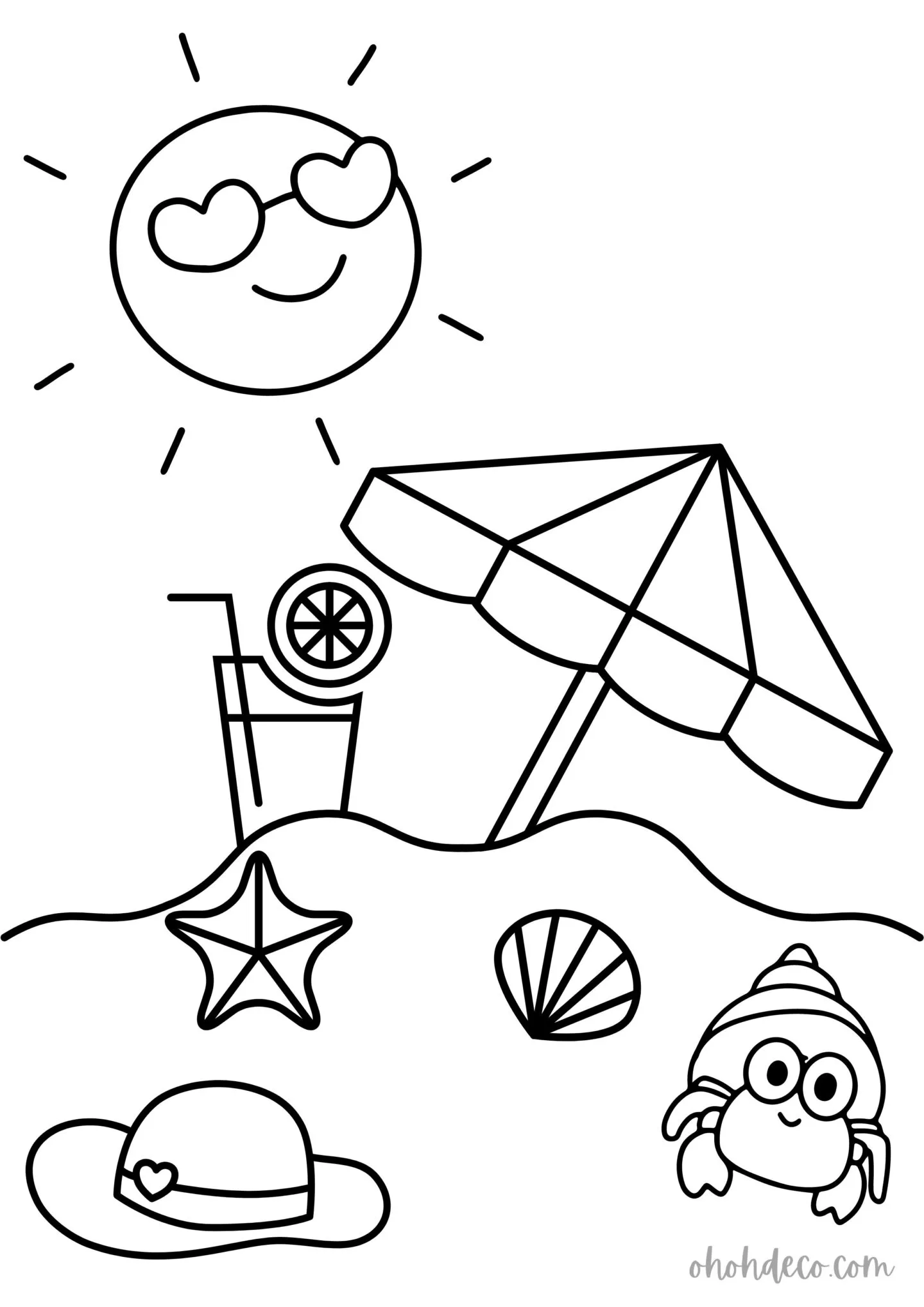 beach cocktail coloring page