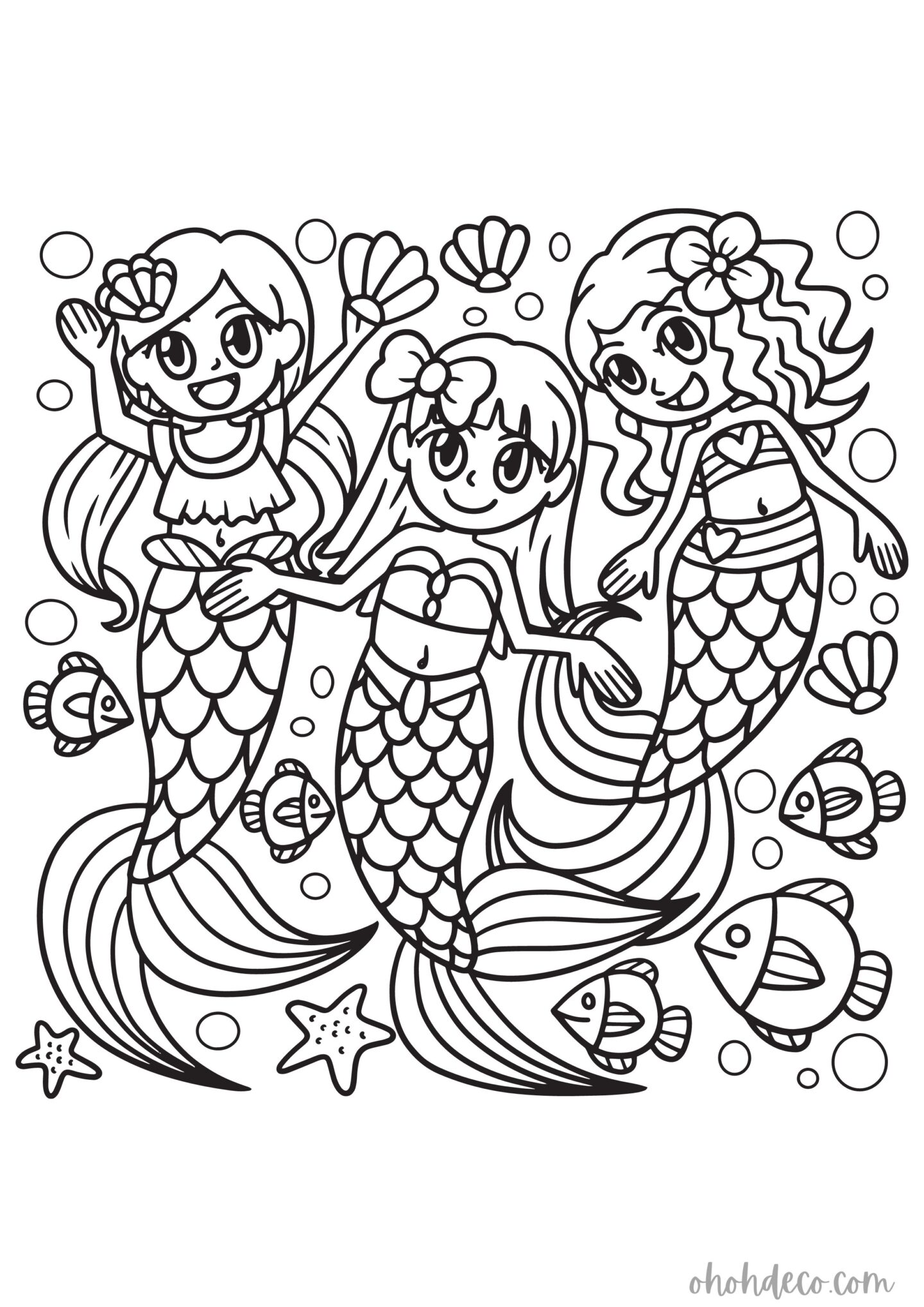 mermaids coloring page