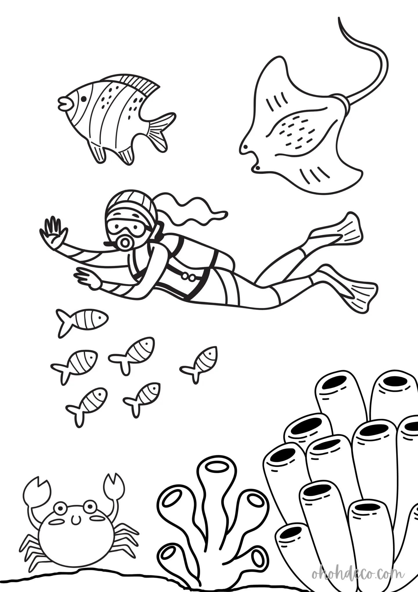 diving coloring page