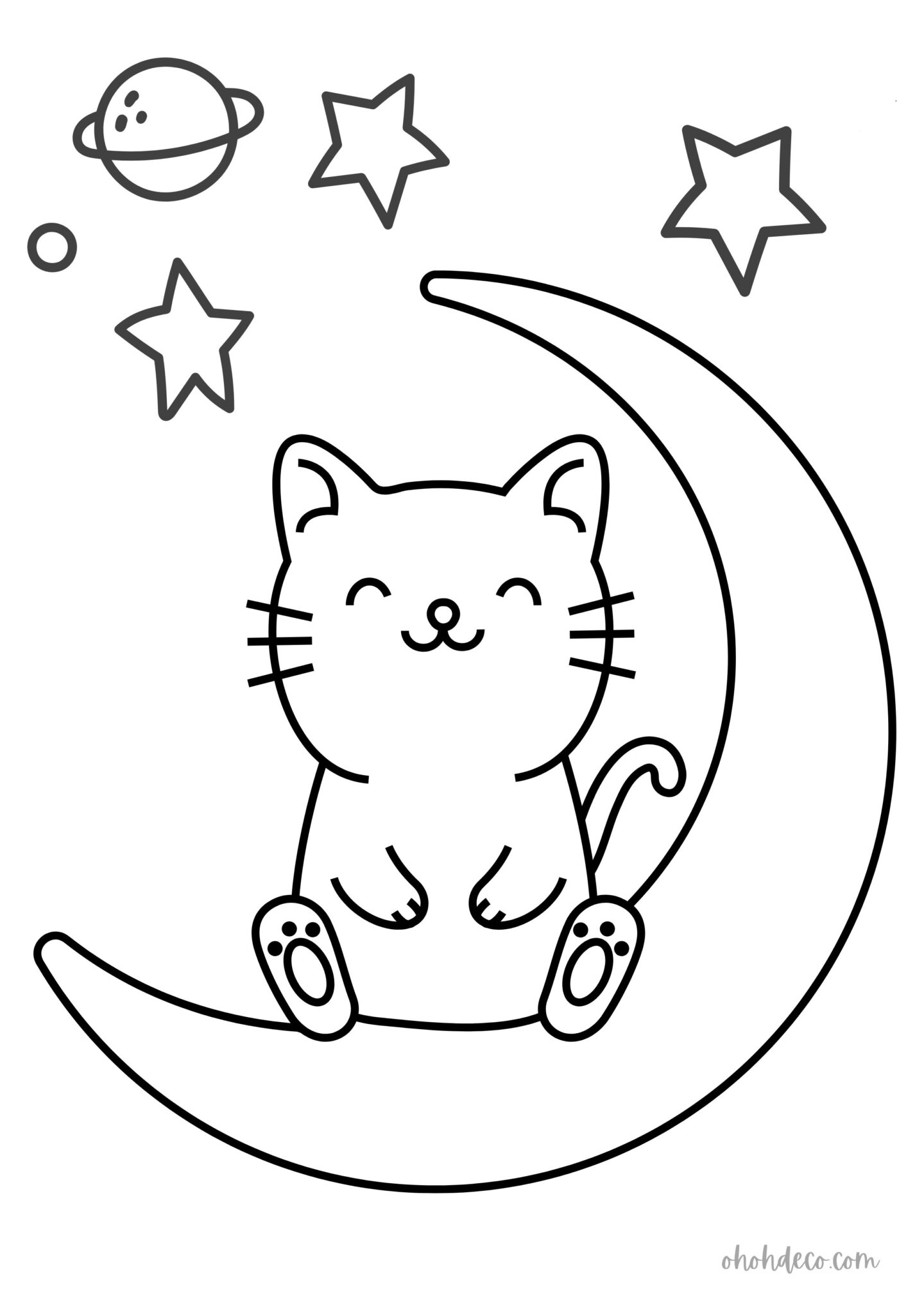 cat moon coloring page