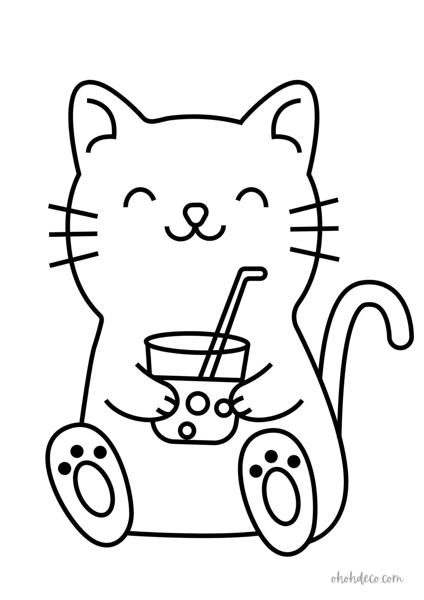cat drink coloring page