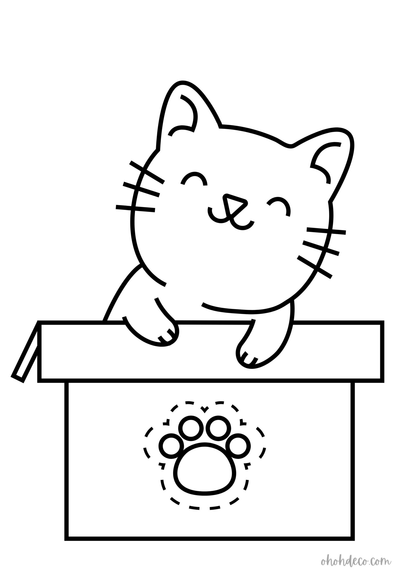 cat box coloring page