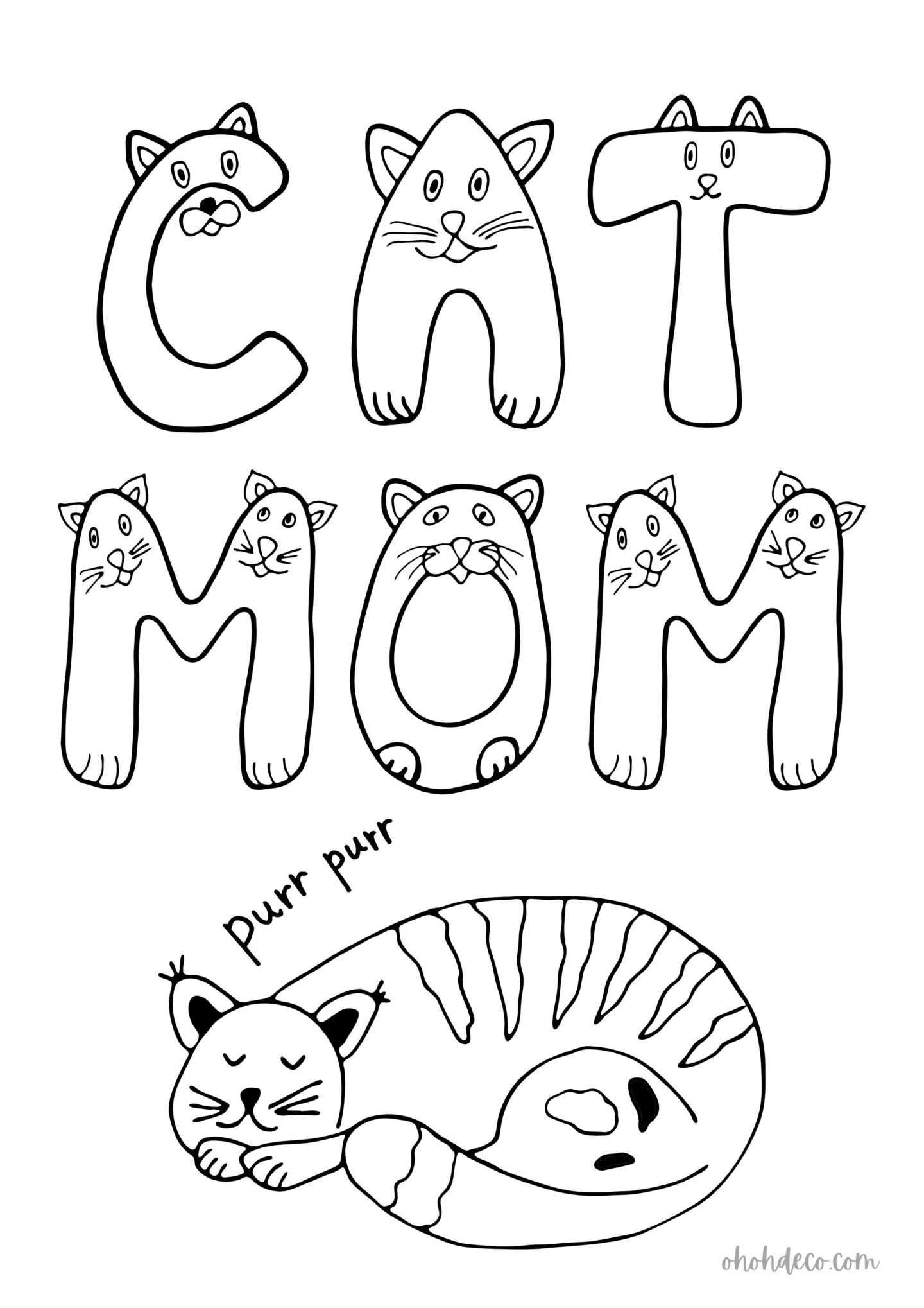 cat mom coloring page