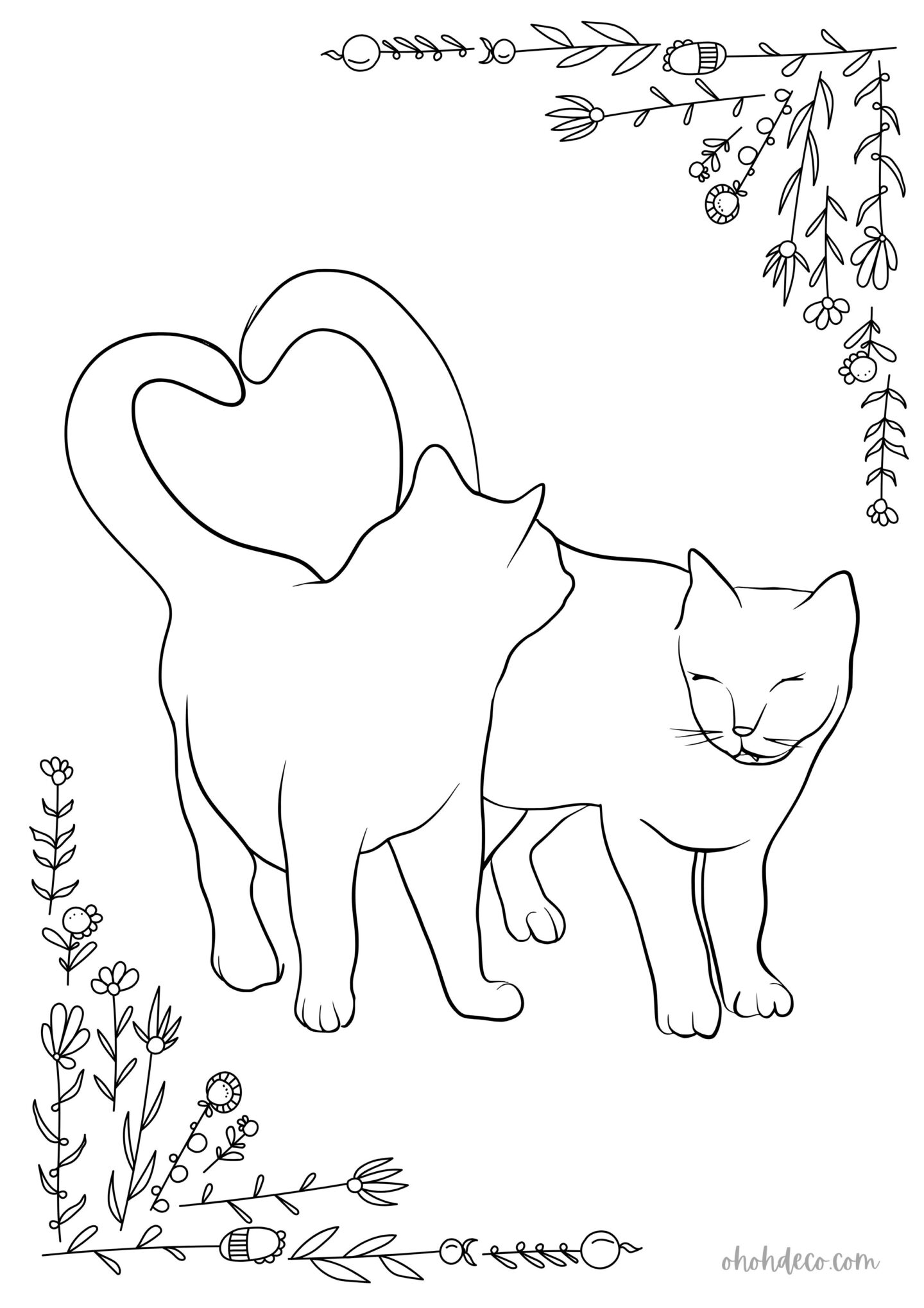 cat love coloring page