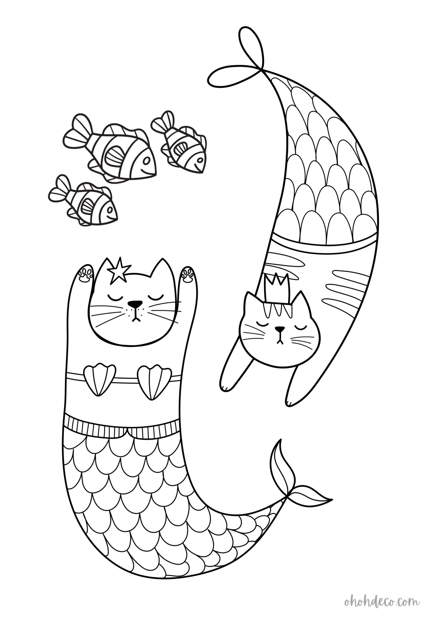 cat mermaid free print