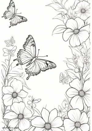 flower butterfly coloring page
