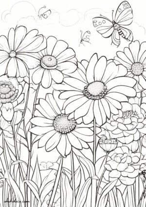 daisy butterfly coloring page