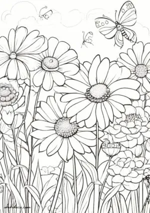 daisy butterfly coloring page