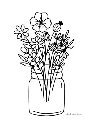 flower jar coloring page