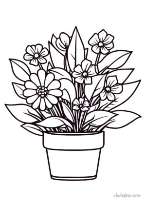 flower pot coloring page